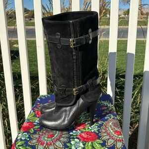 Cole Haan Nike Air Black Leather and Suede Size 7 Heeled Boots